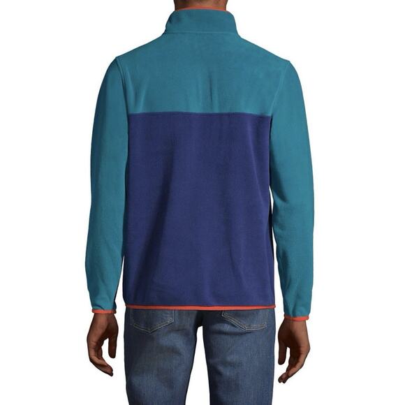 NEW Lands' End Mens Heritage Fleece Snap Neck Pullover Large Colorblock Comfort - Picture 4 of 8